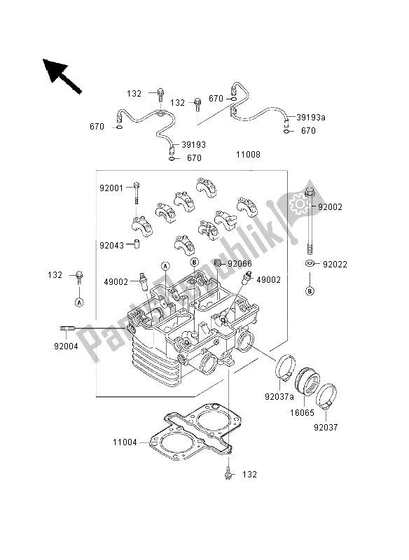 All parts for the Cylinder Head of the Kawasaki GPZ 500S 2003