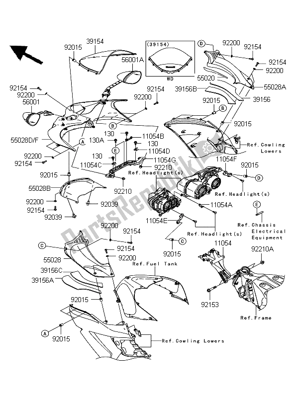 Tutte le parti per il Cuffia del Kawasaki ZZR 1400 ABS 2009