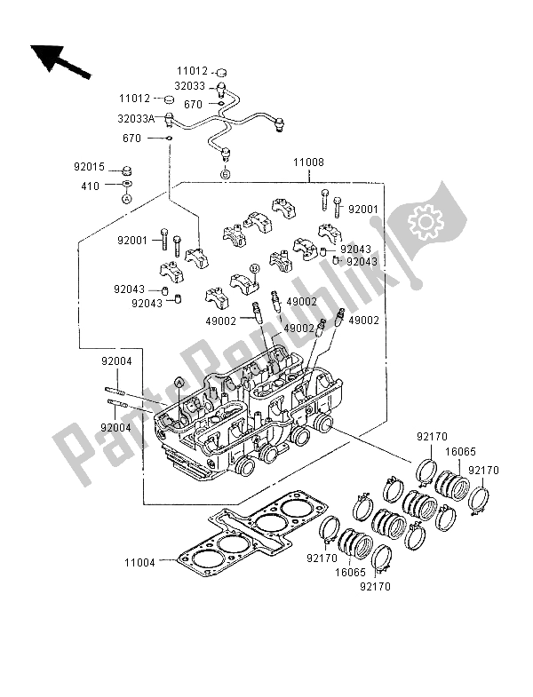 Tutte le parti per il Testata del Kawasaki GPX 600R 1997