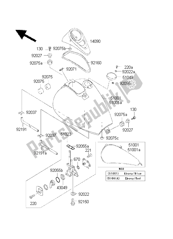 Tutte le parti per il Serbatoio Di Carburante del Kawasaki EN 500 2001