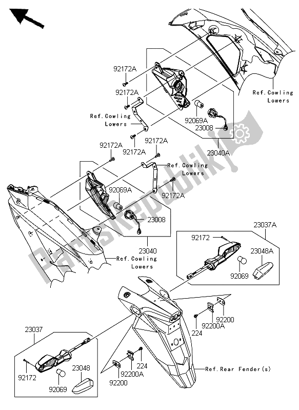 All parts for the Turn Signals of the Kawasaki ER 6F 650 2012