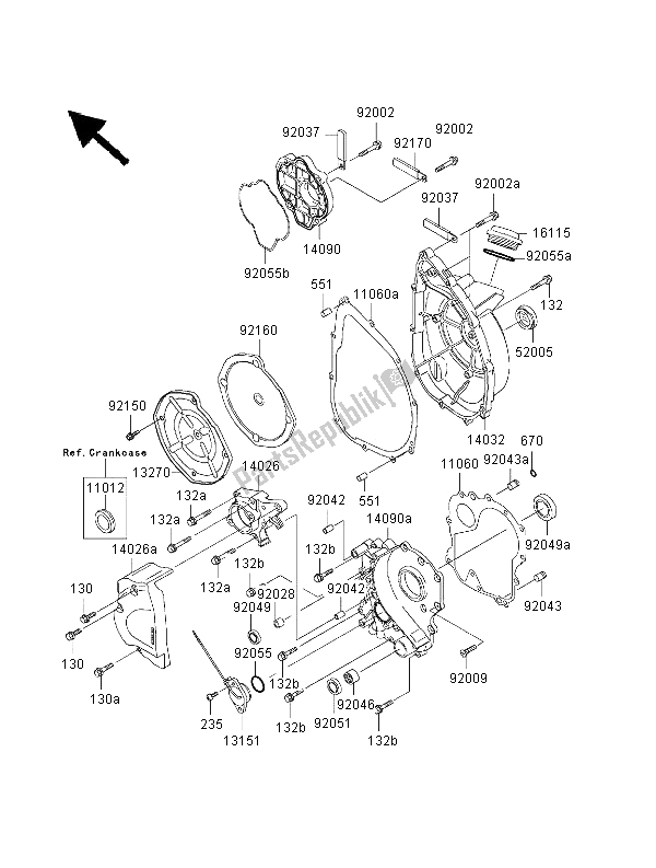 Toutes les pièces pour le Couvert De Moteur du Kawasaki Ninja ZX 7R 750 2000