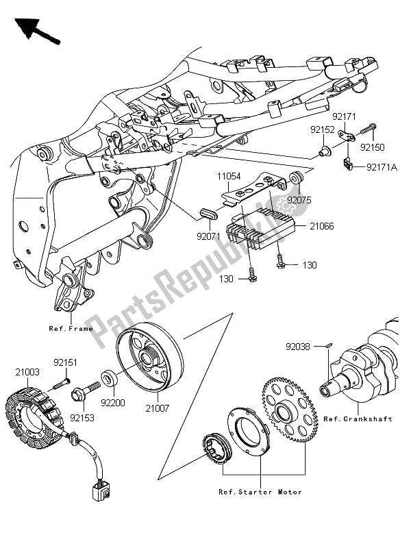 Alle onderdelen voor de Generator van de Kawasaki Z 750 2010