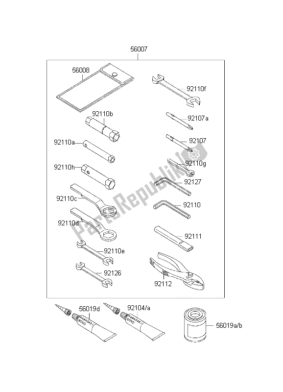 Alle onderdelen voor de Eigenaars Tools van de Kawasaki ZZ R 600 2001