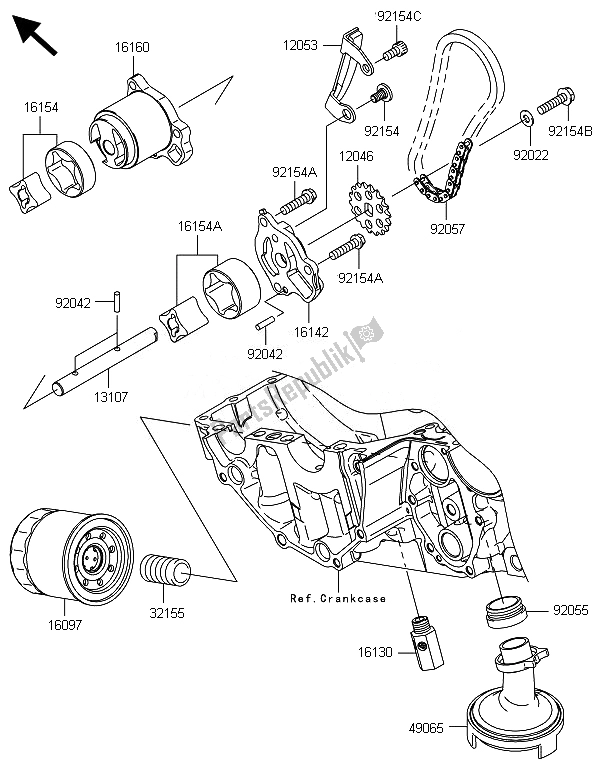 Todas as partes de Bomba De óleo do Kawasaki Versys 1000 ABS 2014