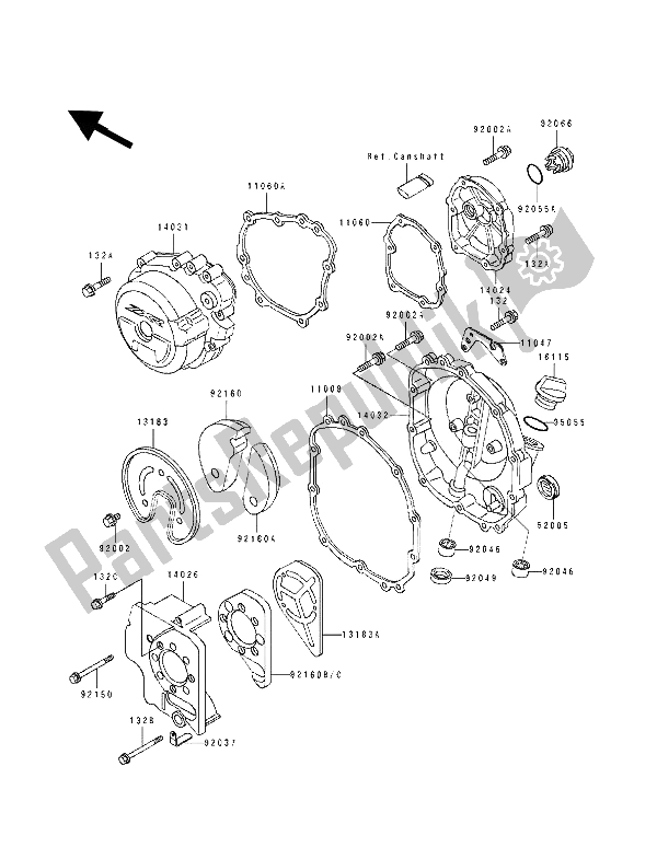 All parts for the Engine Cover of the Kawasaki ZXR 400 1993