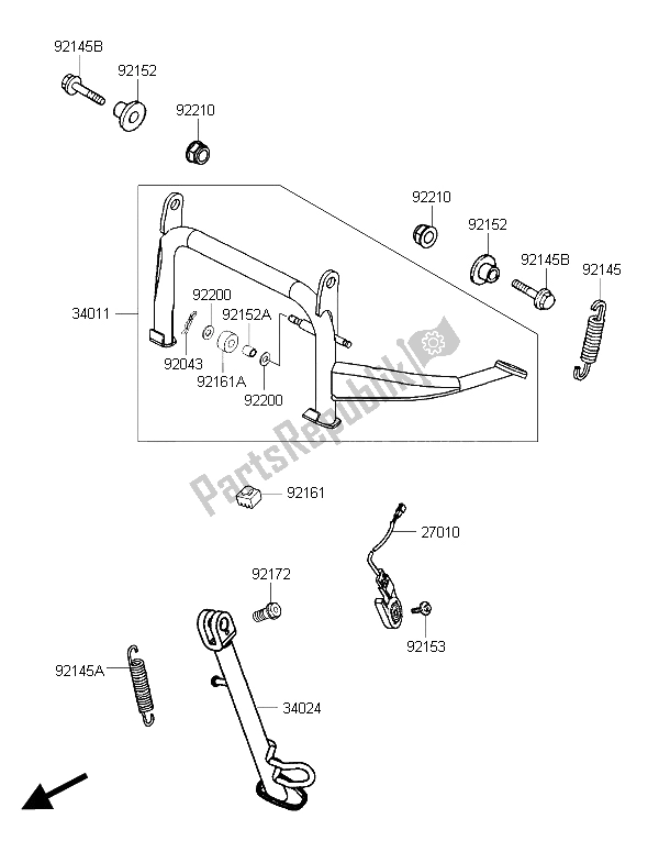 All parts for the Stand(s) of the Kawasaki J 300 ABS 2015