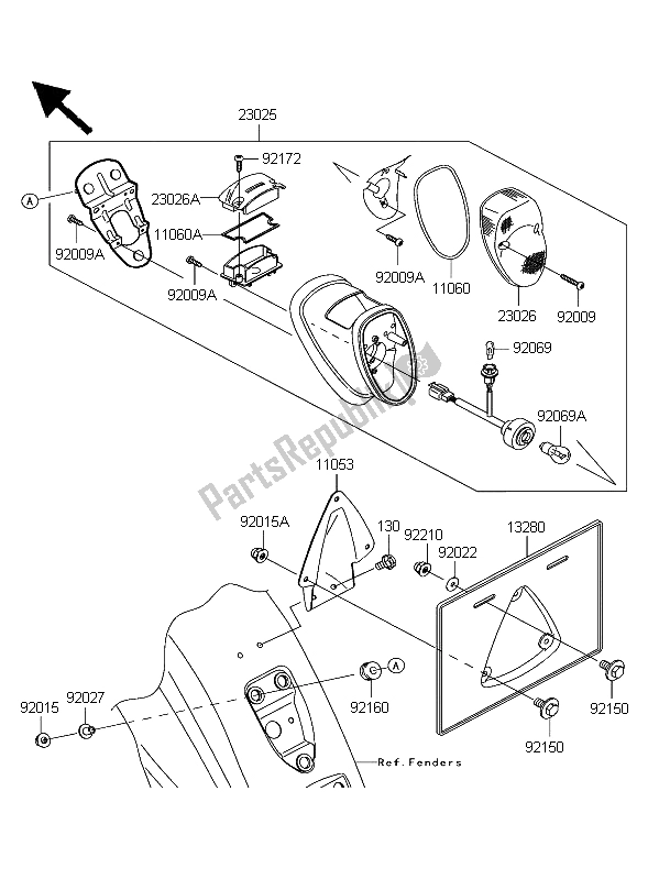 All parts for the Taillight of the Kawasaki VN 1600 Classic 2003