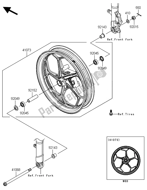 Toutes les pièces pour le Moyeu Avant (2) du Kawasaki Ninja 300 2014