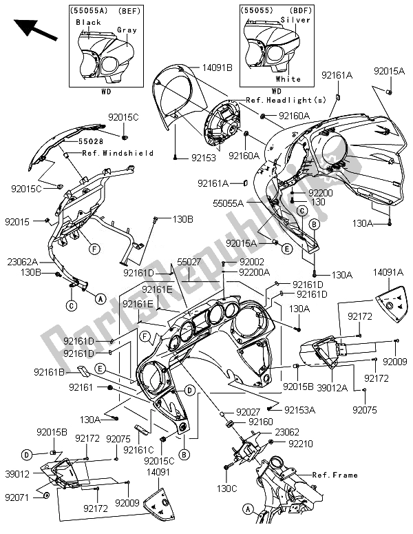 Todas as partes de Capota do Kawasaki VN 1700 Voyager ABS 2014