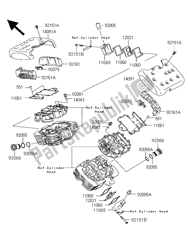 All parts for the Cylinder Head Cover of the Kawasaki VN 1600 Classic 2003