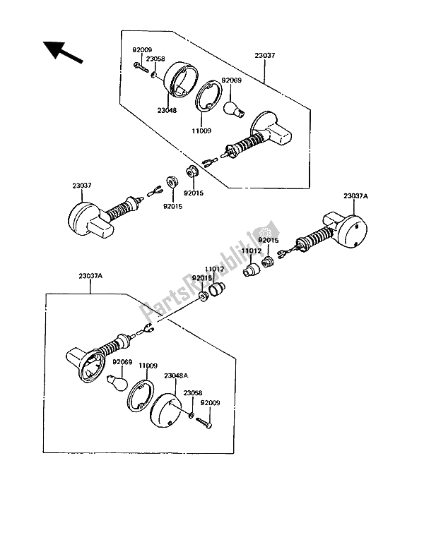 Tutte le parti per il Indicatori Di Direzione del Kawasaki KMX 125 1991