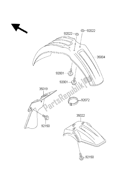 All parts for the Fenders of the Kawasaki KX 60 2003