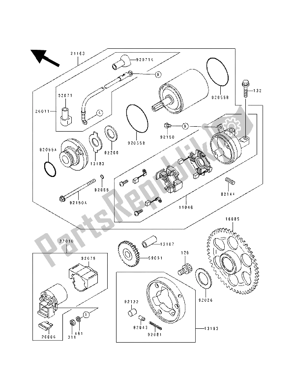 Toutes les pièces pour le Démarreur du Kawasaki ZXR 400 1993