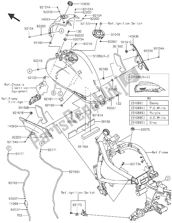 Todas las partes para Tanque De Combustible (bgf) de Kawasaki Vulcan S ABS 650 2016