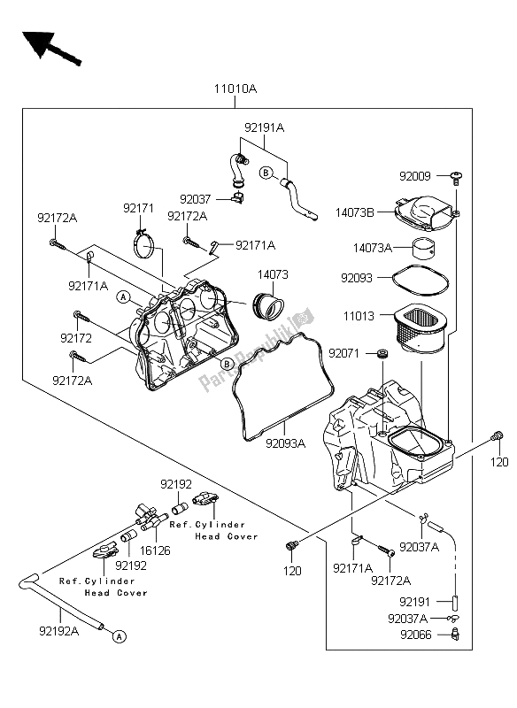 All parts for the Air Cleaner of the Kawasaki Z 750 ABS 2009