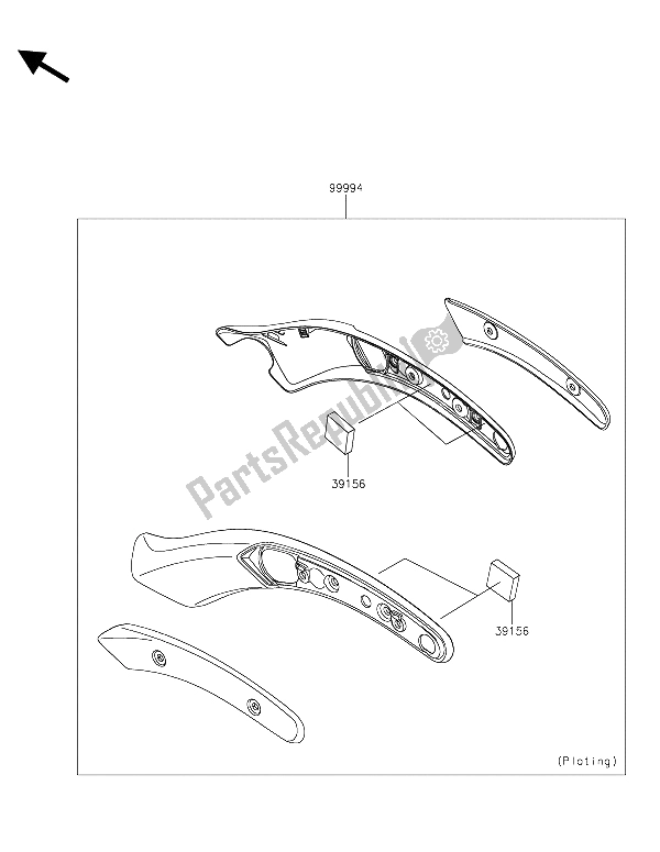 Toutes les pièces pour le Accessoire (couvre-amortisseur D'aile) du Kawasaki Vulcan S 650 2015