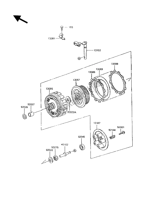 All parts for the Clutch of the Kawasaki KLR 600 1991