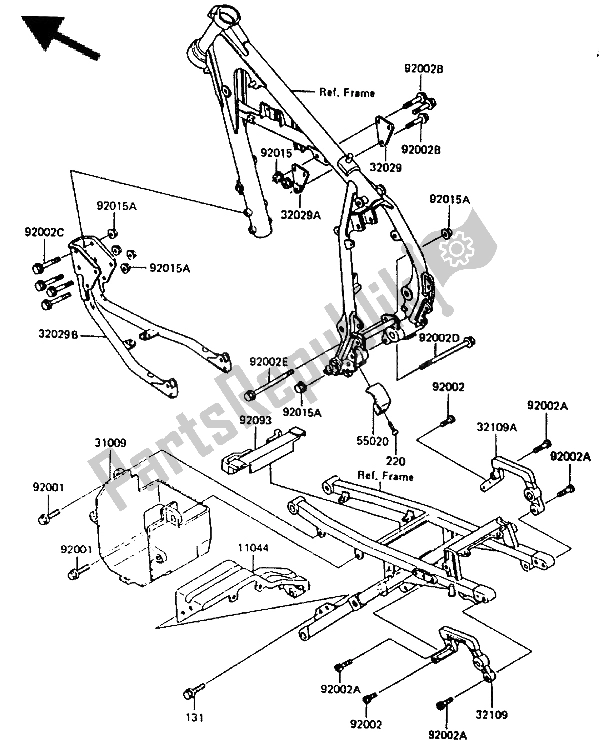 All parts for the Frame Fitting of the Kawasaki KLR 600 1985