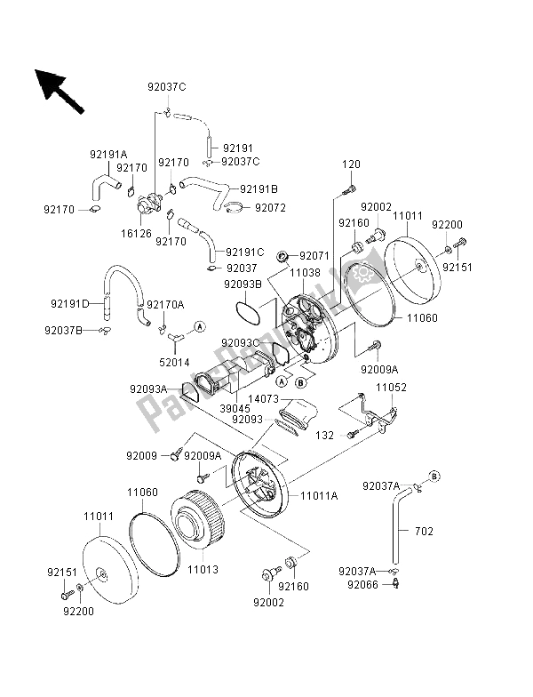 All parts for the Air Cleaner of the Kawasaki VN 1500 Classic Tourer FI 2002