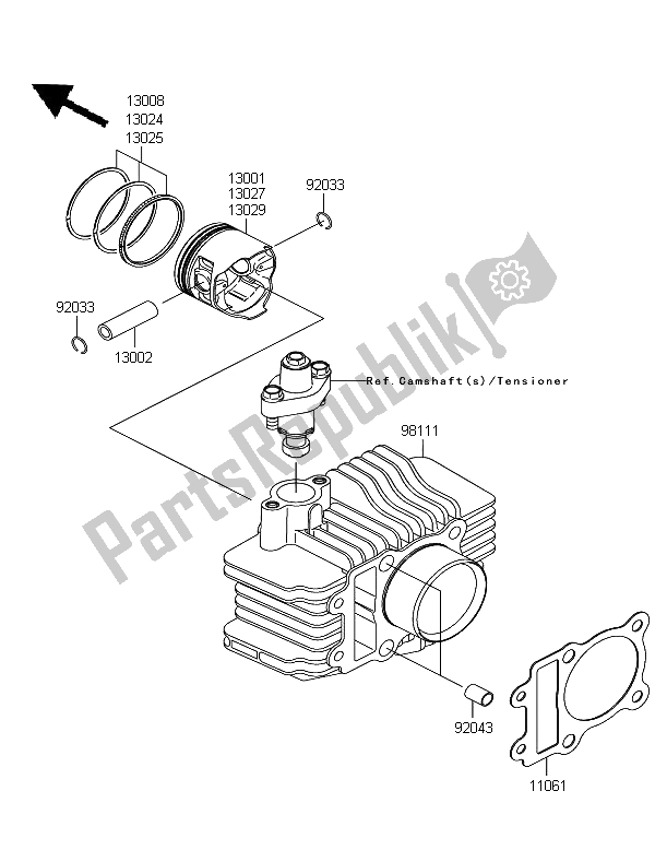 Wszystkie części do Cylinder I T? Ok Kawasaki KLX 110 2009