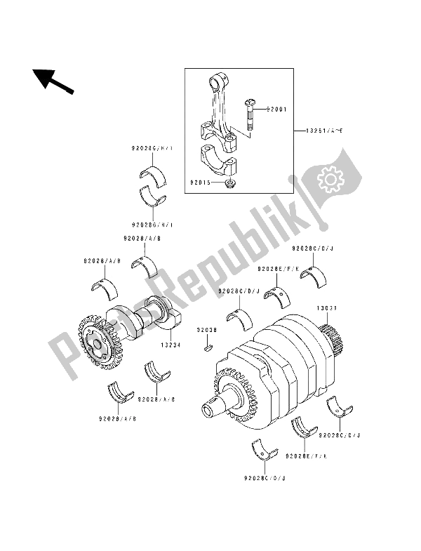 All parts for the Crankshaft of the Kawasaki EL 250D 1992