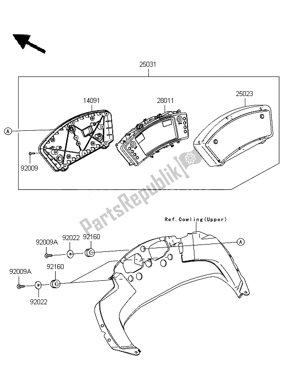 All parts for the Meter of the Kawasaki ER 6F 650 2011