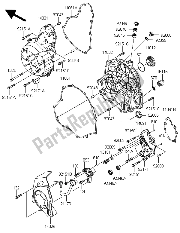 Tutte le parti per il Coperchio Del Motore del Kawasaki Versys ABS 650 2010