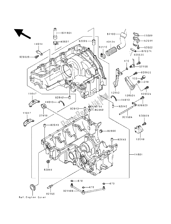 Todas as partes de Bloco Do Motor do Kawasaki ZXR 750 1991