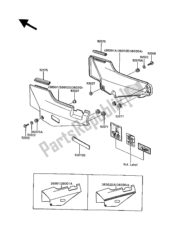 All parts for the Side Covers of the Kawasaki 1000 GTR 1994