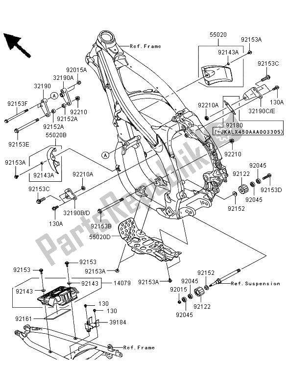 All parts for the Frame Fittings of the Kawasaki KLX 450R 2008