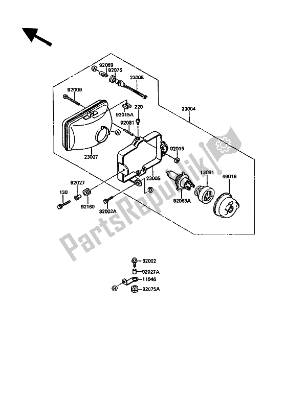 All parts for the Headlight(s) of the Kawasaki KLR 500 1989