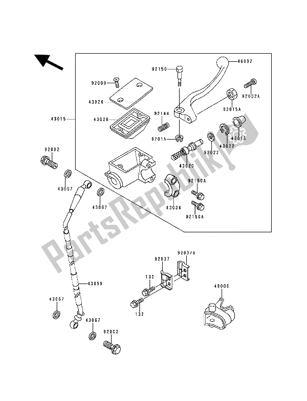 Tutte le parti per il Pompa Freno Anteriore del Kawasaki KX 500 1993