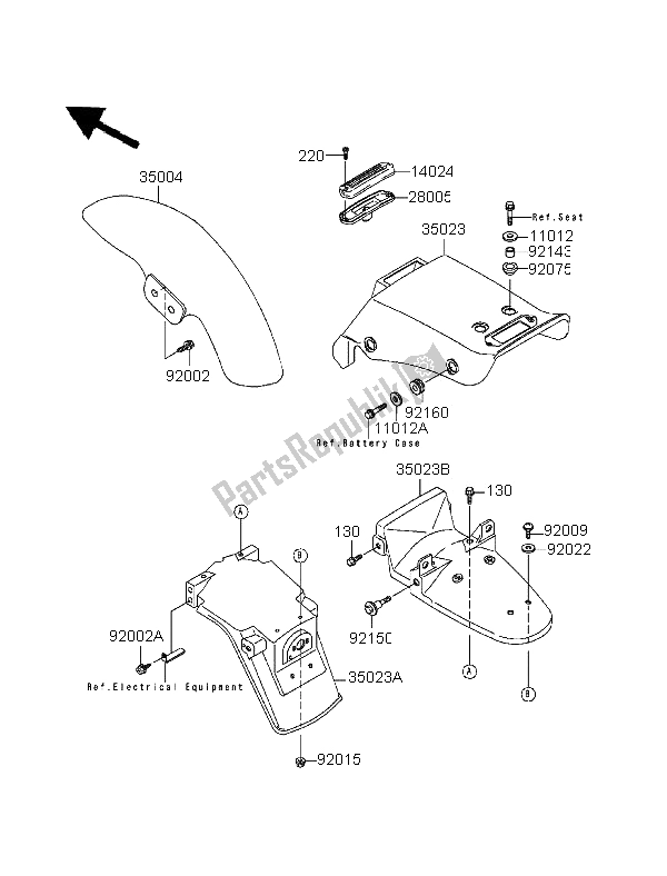 All parts for the Fenders of the Kawasaki EL 252 1996