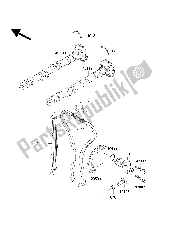 All parts for the Camshaft & Tensioner of the Kawasaki Ninja ZX 7R 750 2002