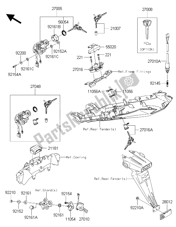 All parts for the Ignition Switch of the Kawasaki Ninja ZX 6R ABS 600 2015