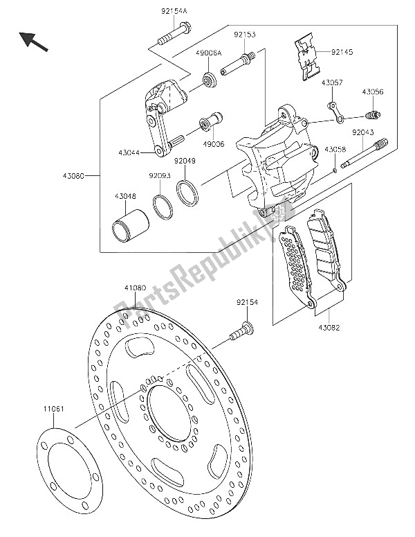 All parts for the Front Brake of the Kawasaki Vulcan S 650 2016