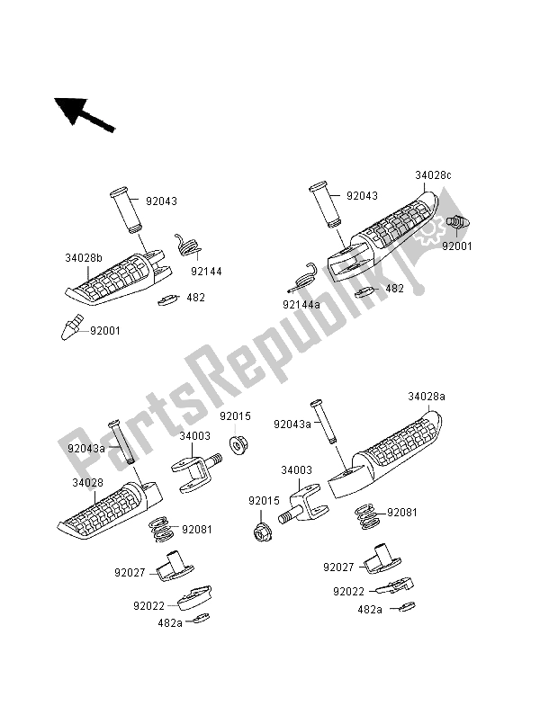 All parts for the Footrests of the Kawasaki Zephyr 550 1997