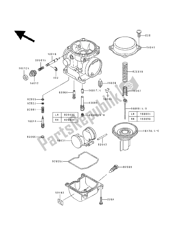 All parts for the Carburetor Parts of the Kawasaki EN 500 1994