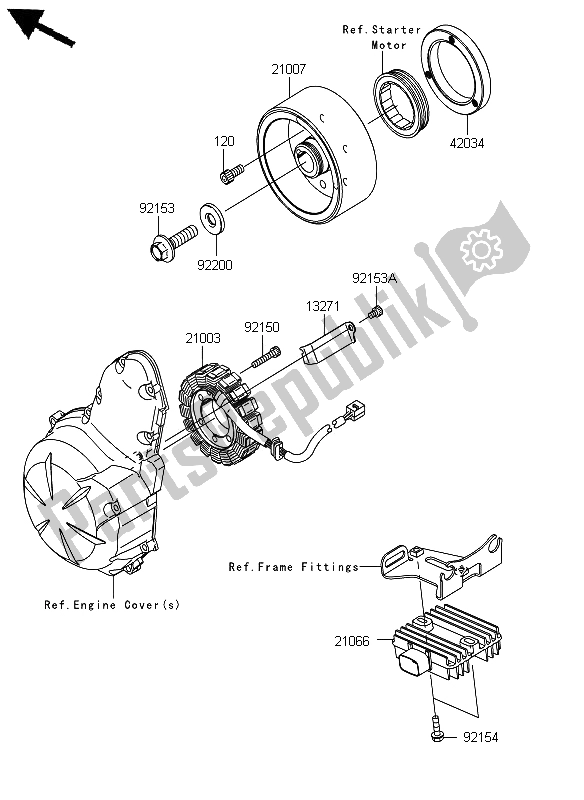 All parts for the Generator of the Kawasaki ER 6N ABS 650 2012
