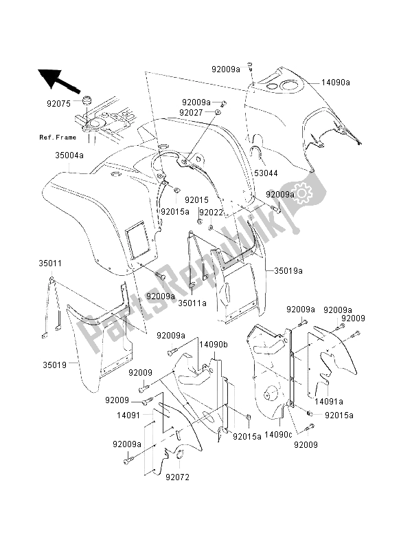 Todas las partes para Guardabarros Delantero de Kawasaki KVF 400 2002