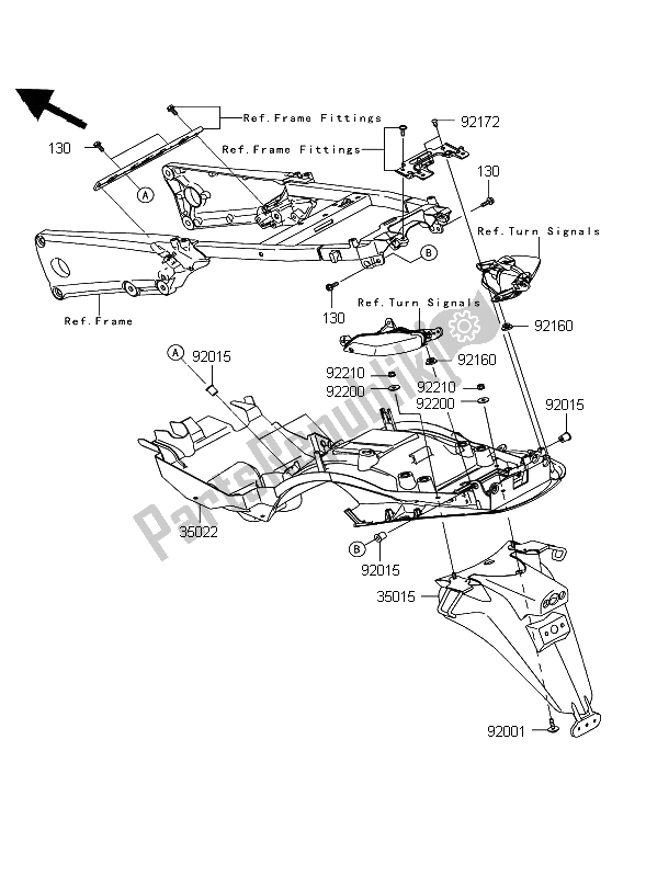 Tutte le parti per il Parafango Posteriore del Kawasaki ZZR 1400 ABS 2011