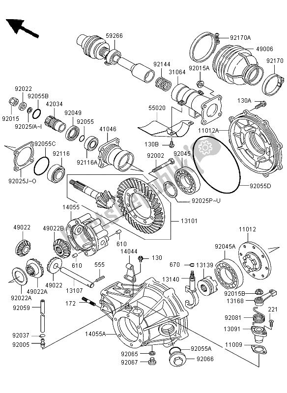 Todas las partes para Eje De Transmisión Y Engranaje Final de Kawasaki KLF 300 2004