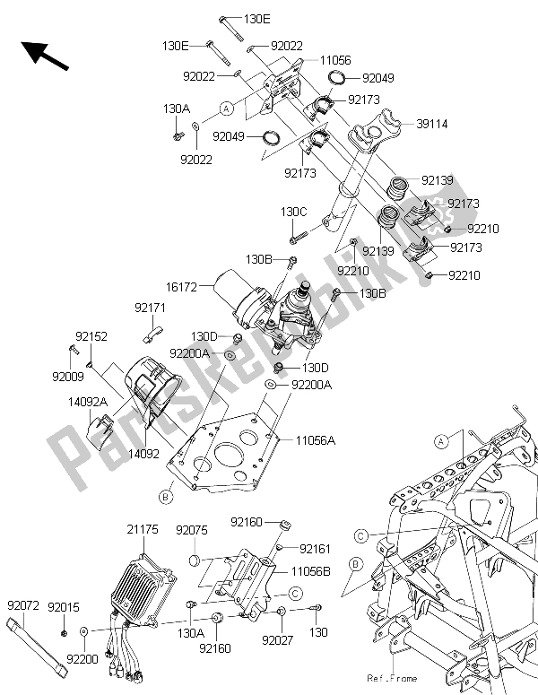 All parts for the Steering Shaft of the Kawasaki Brute Force 750 4X4I EPS GFF 2015