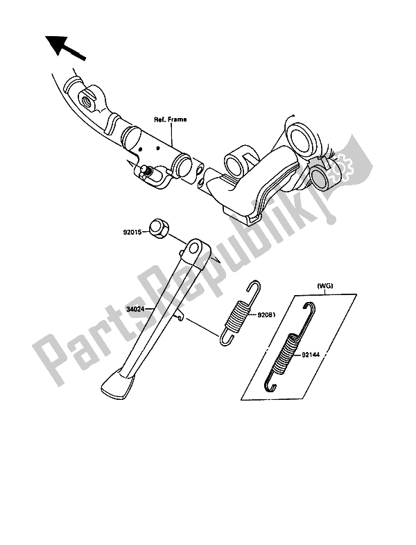 All parts for the Stand of the Kawasaki VN 15 1500 1988