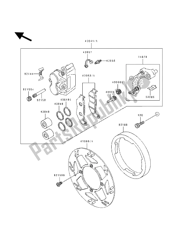 Tutte le parti per il Freno Anteriore del Kawasaki KLX 250 1993