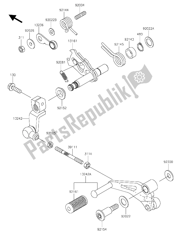 All parts for the Gear Change Mechanism of the Kawasaki Z 250 SL ABS 2015