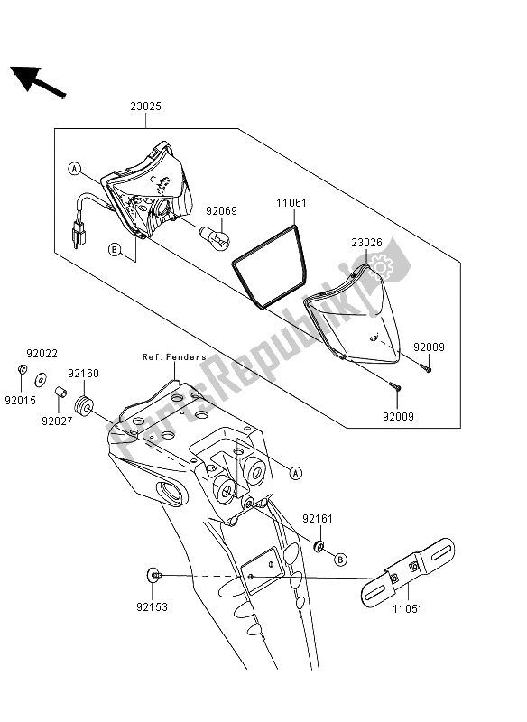 Tutte le parti per il Fanale Posteriore del Kawasaki KLX 250 2013