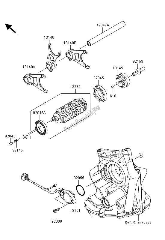 All parts for the Gear Change Drum & Shift Fork(s) of the Kawasaki Ninja ZX 10R 1000 2013