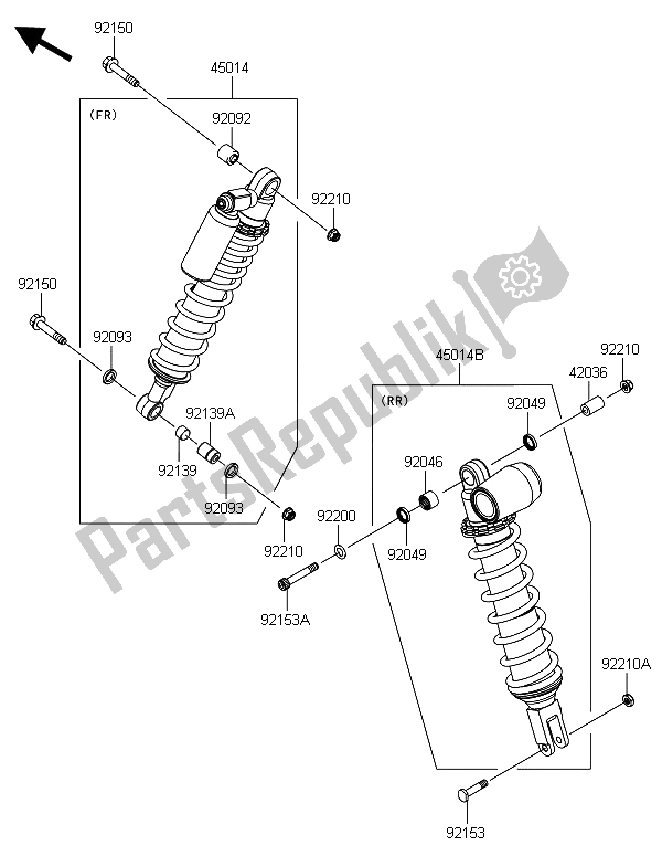 All parts for the Shock Absorber(s) of the Kawasaki KFX 450R 2013